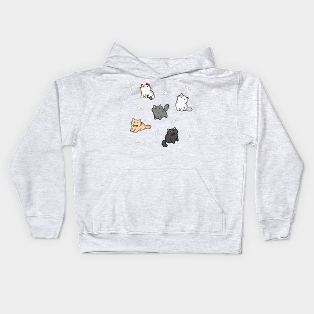 Fancy kittens and fish pattern Kids Hoodie by sivelobanova